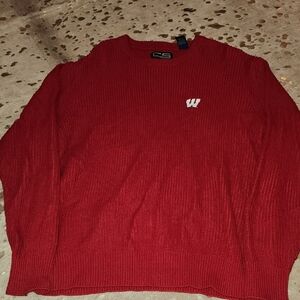 Vibrant Red Crewneck Sweater with Knit Texture